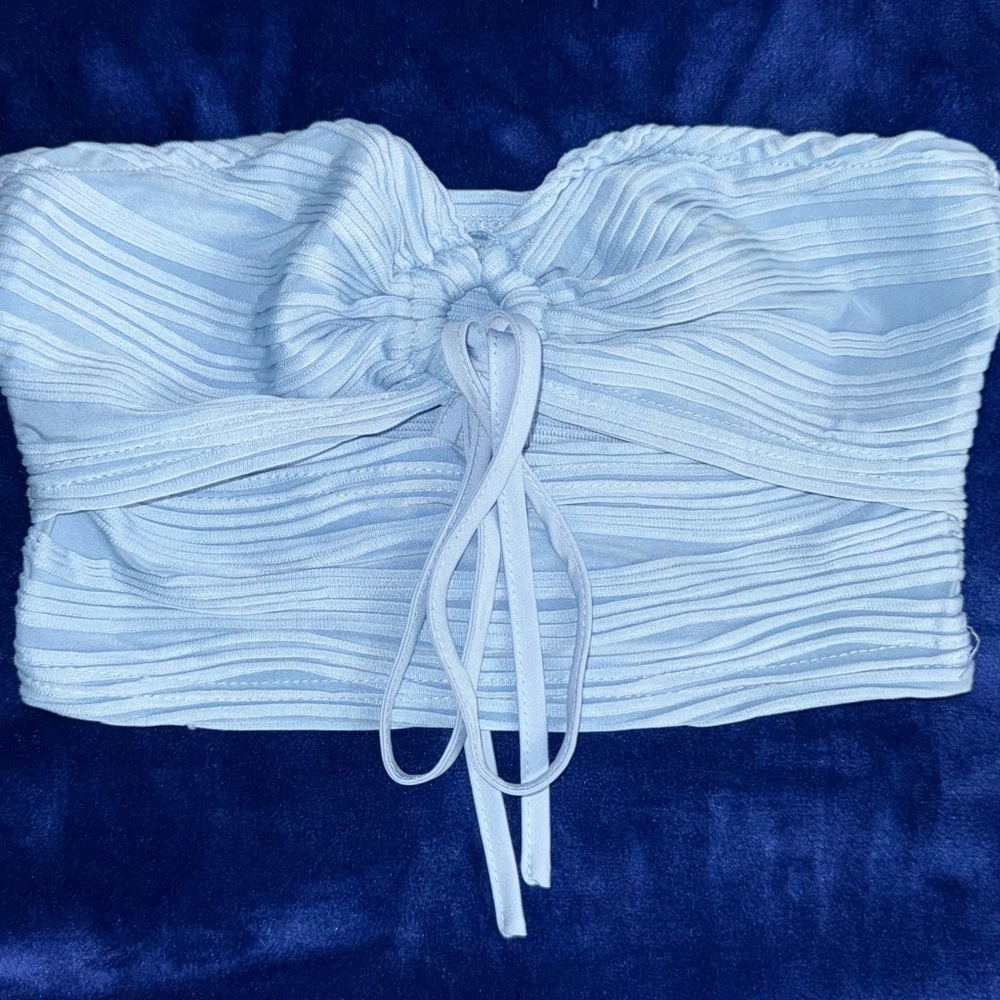 White Ruched Strapless Top